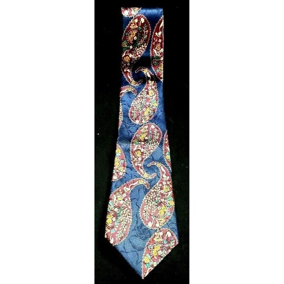 Allyn Saint George Other - Allyn Saint George Men Paisley Tie Burgundy Blue USA American Classic Suit Style